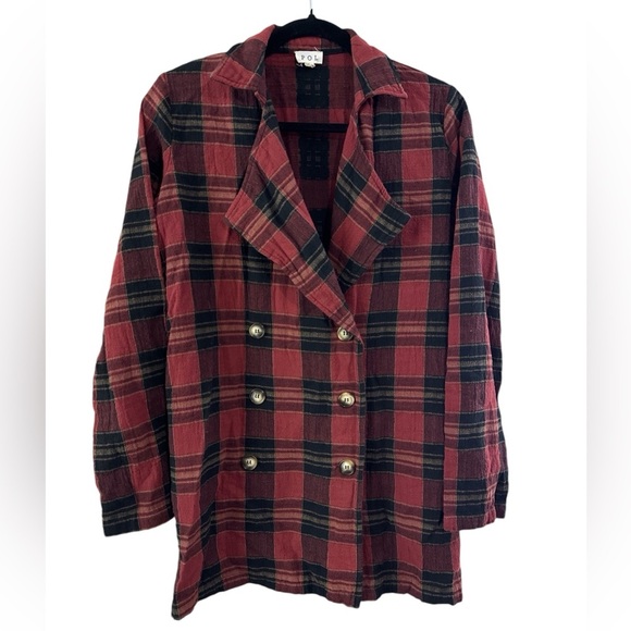POL Jackets & Blazers - POL PLAID Oversized Relaxed Fit Double Breasted Blazer Women's Size Small